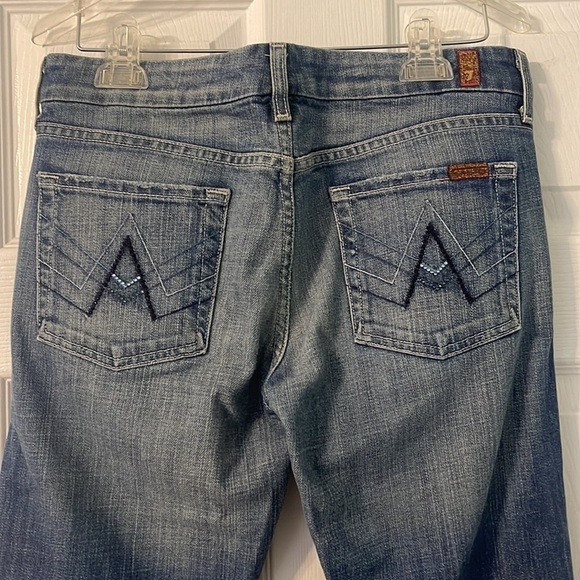 5 for $25 7 For‎ All Mankind "A" Pocket Flare Low Rise Jeans y2k Size 29 - Picture 4 of 14